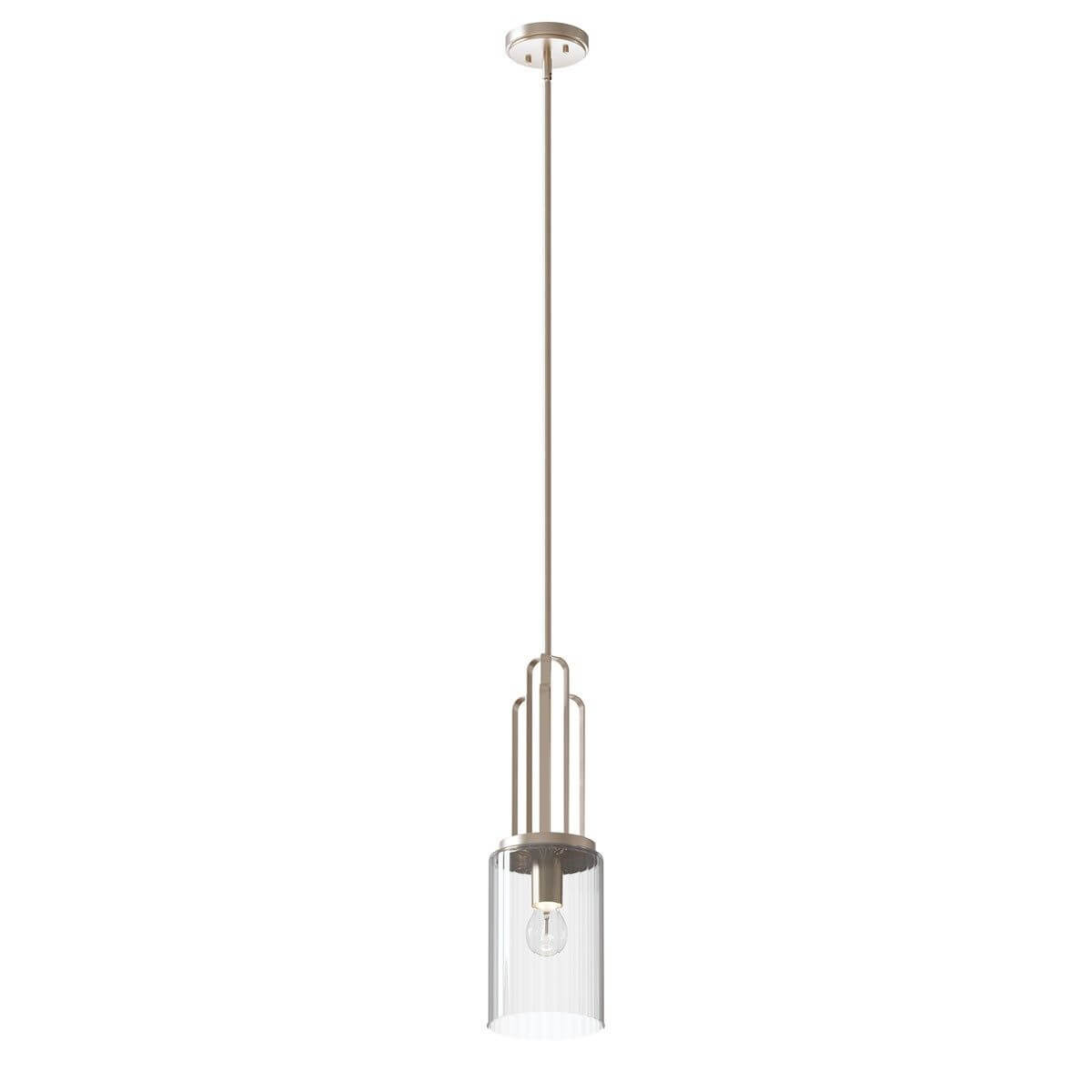 1 Light 7 inch Pendant in Polished Nickel with Clear Fluted Glass - 233767