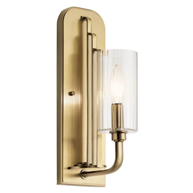 1 Light 14 inch Tall Wall Sconce in Brushed Natural Brass with Clear Fluted Glass - 233768