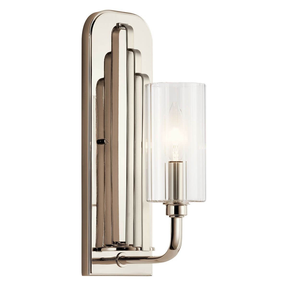 1 Light 14 inch Tall Wall Sconce in Polished Nickel with Clear Fluted Glass - 233769