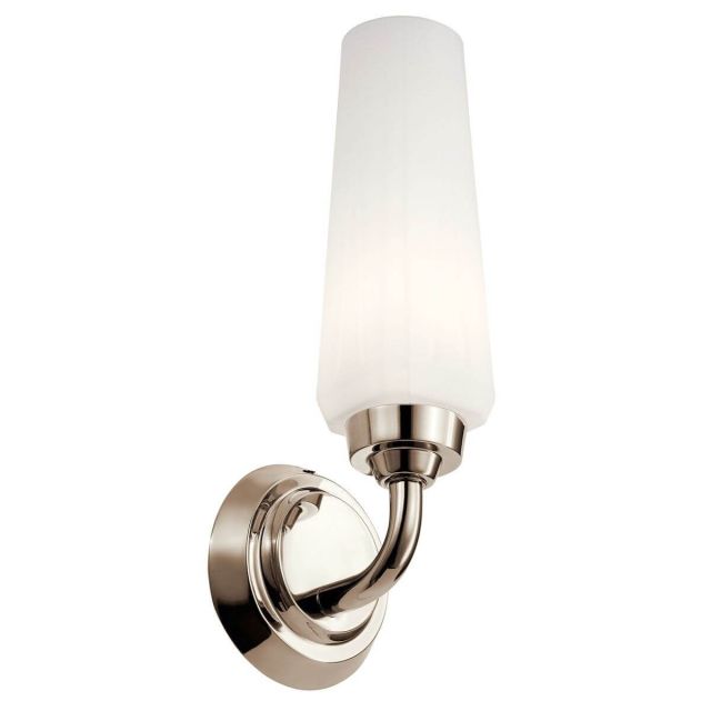1 Light 13 inch Tall Wall Sconce in Polished Nickel with Satin Etched Cased Opal Glass - 233800
