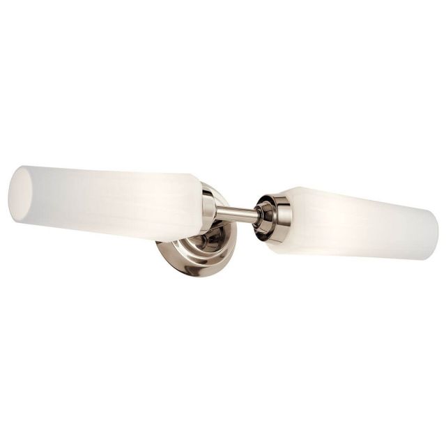 2 Light 21 inch Bath Light in Polished Nickel with Satin Etched Cased Opal Glass - 233801