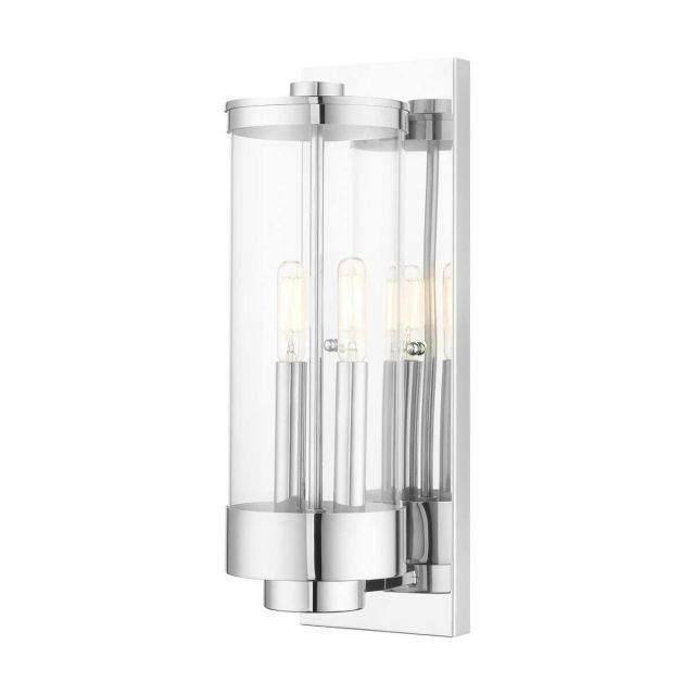 2 Light 16 Inch Tall Polished Chrome Outdoor Wall Lantern - 234051