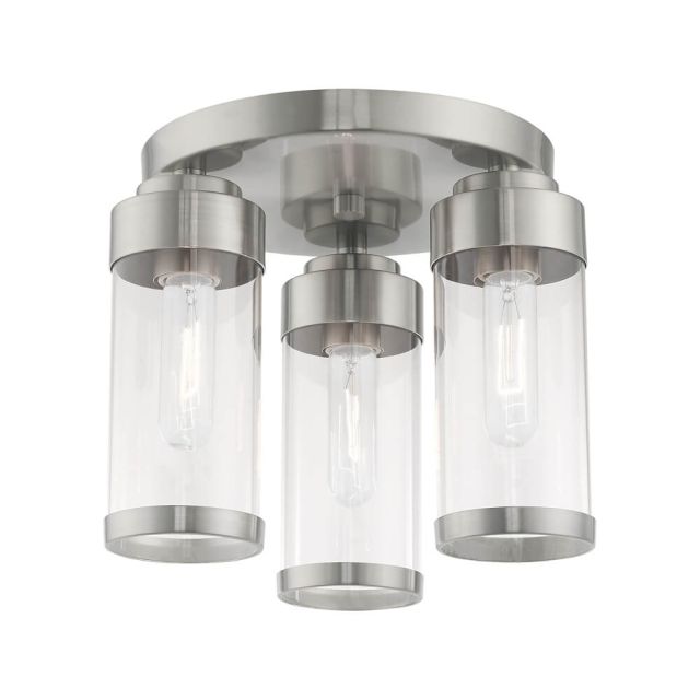 3 Light 12 Inch Brushed Nickel Ceiling Mount - 234184