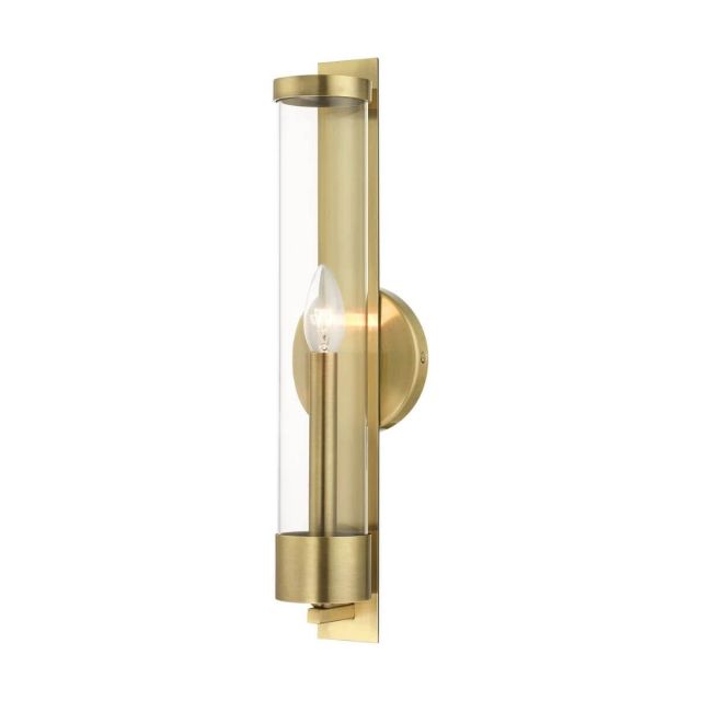 1 Light 18 Inch Tall Wall Sconce in Antique Brass with Clear Glass - 234596
