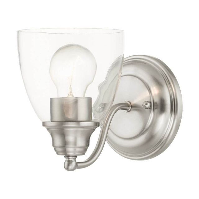 1 Light 5 inch Vanity Sconce in Brushed Nickel with Hand Blown Clear Glass - 234626