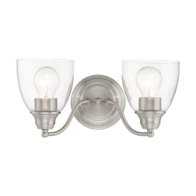 2 Light 14 Inch Vanity Sconce in Brushed Nickel with Hand Blown Clear Glass - 234630