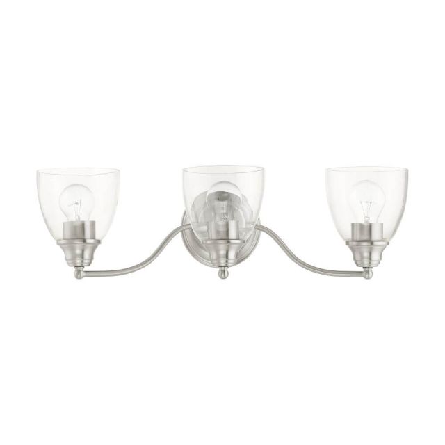 3 Light 23 Inch Vanity Sconce in Brushed Nickel with Hand Blown Clear Glass - 234634