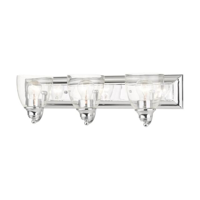 3 Light 24 Inch Vanity Sconce in Polished Chrome with Hand Blown Clear Glass - 234656