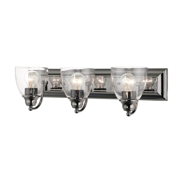 3 Light 24 Inch Vanity Sconce in Black-Chrome with Hand Blown Clear Glass - 234657