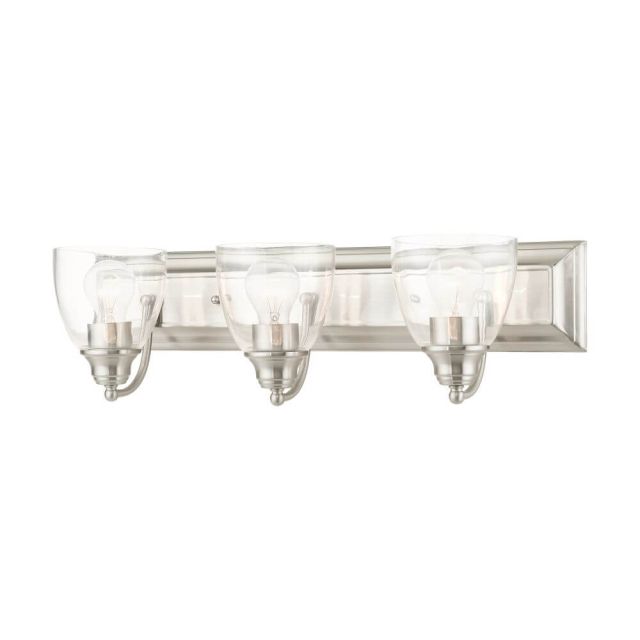3 Light 24 Inch Vanity Sconce in Brushed Nickel with Hand Blown Clear Glass - 234658