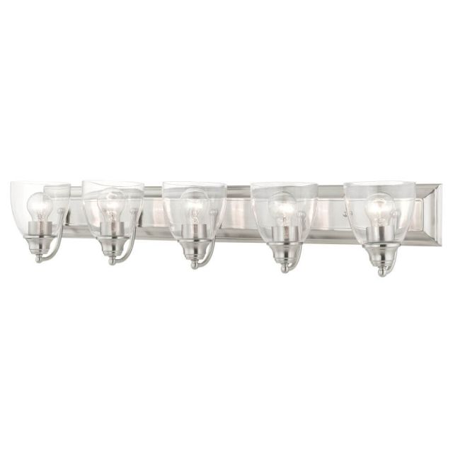 5 Light 36 Inch Vanity Sconce in Brushed Nickel with Hand Blown Clear Glass - 234662