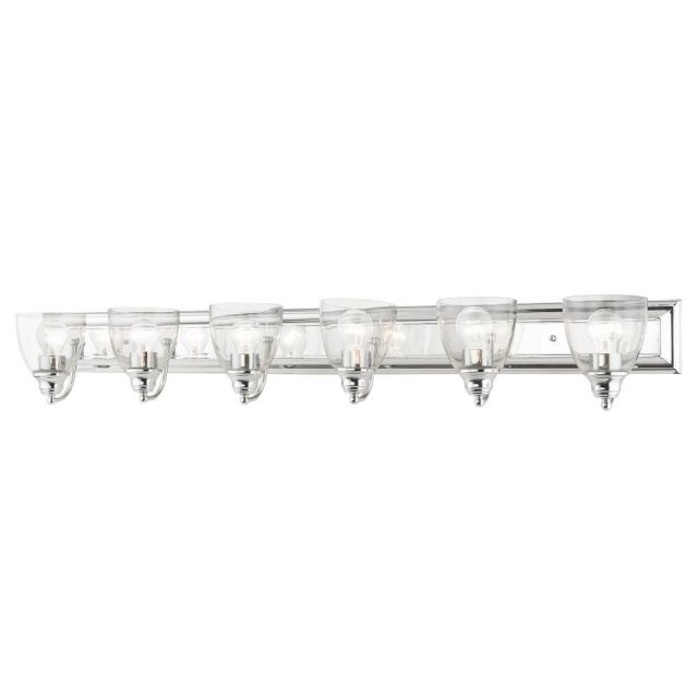 6 Light 48 Inch Vanity Sconce in Polished Chrome with Hand Blown Clear Glass - 234665