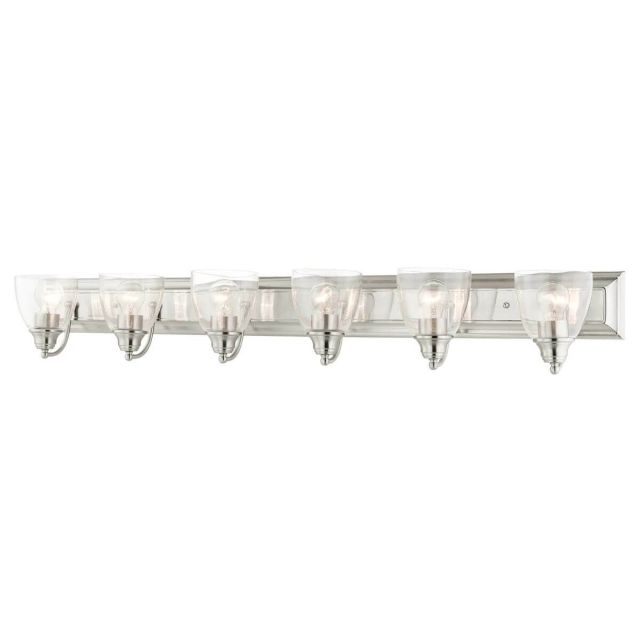 6 Light 48 Inch Vanity Sconce in Brushed Nickel with Hand Blown Clear Glass - 234666