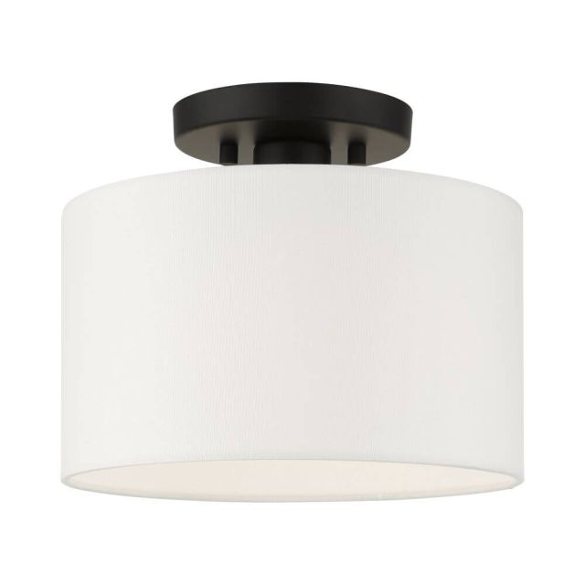 1 Light 10 Inch Semi Flush Mount in Black with Hand Crafted Hardback Shade - 234775