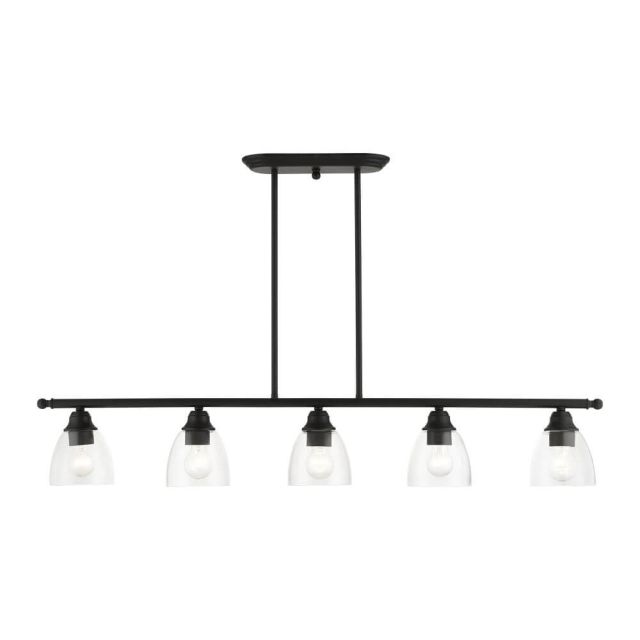 5 Light 45 inch Linear Light in Black with Hand Blown Clear Glass - 234945