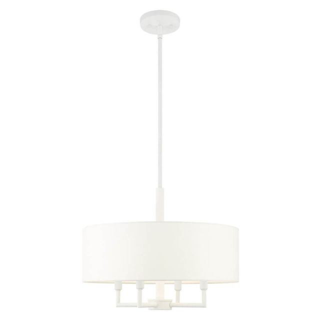 4 Light 18 Inch Pendant in White with Hand Crafted Hardback Shade - 235036