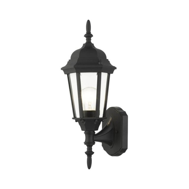 1 Light 17 Inch Tall Outdoor Wall Lantern in Black with Clear Beveled Glass - 235204