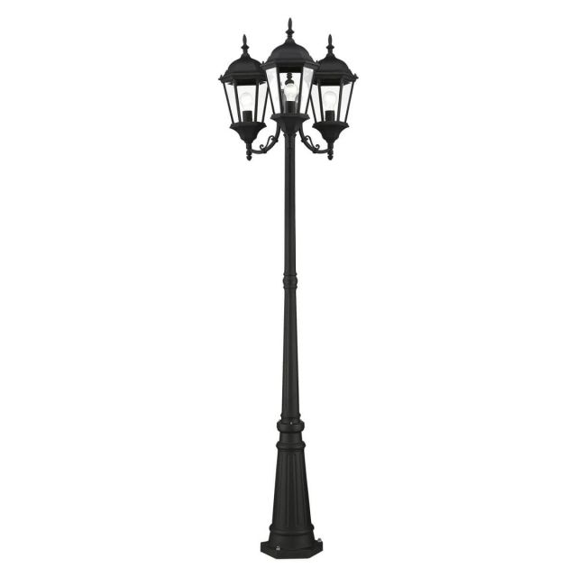 3 Light 86 Inch Tall Outdoor Post Light in Black with Clear Beveled Glass - 235205