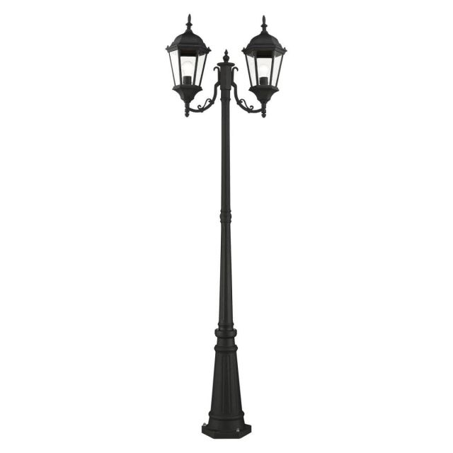 2 Light 86 Inch Tall Outdoor Post Light in Black with Clear Beveled Glass - 235206
