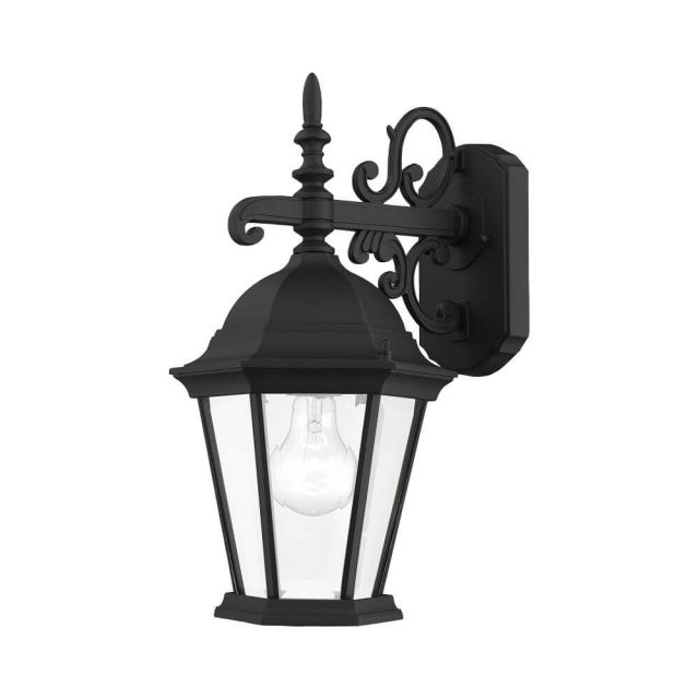 1 Light 15 Inch Tall Outdoor Wall Lantern in Black with Clear Beveled Glass - 235207