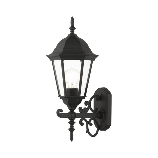 1 Light 20 Inch Tall Outdoor Wall Lantern in Black with Clear Beveled Glass - 235208