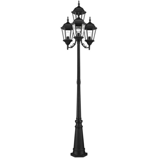 4 Light 95 Inch Tall Outdoor Post Light in Black with Clear Beveled Glass - 235209