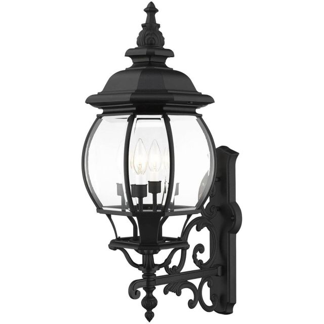 4 Light 29 Inch Tall Outdoor Wall Lantern in Black with Clear Beveled Glass - 235219