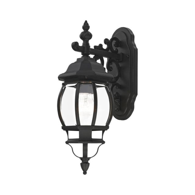 1 Light 19 Inch Tall Outdoor Wall Lantern in Black with Clear Beveled Glass - 235223
