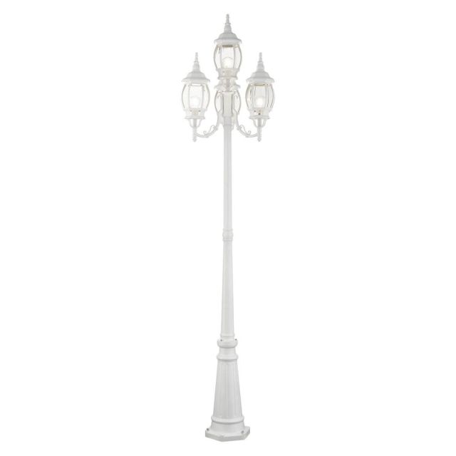 4 Light 93 Inch Tall Outdoor Post Light in Textured White with Clear Beveled Glass - 235227