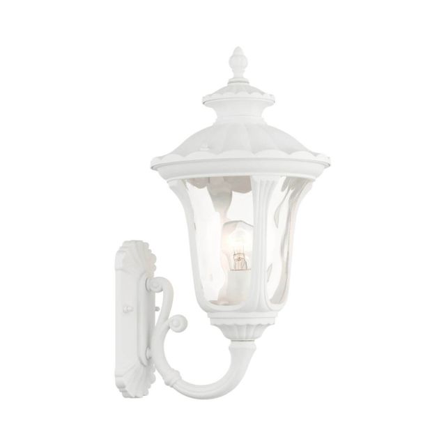 1 Light 19 Inch Tall Outdoor Wall Lantern in Textured White with Hand Blown Clear Water Glass - 235234