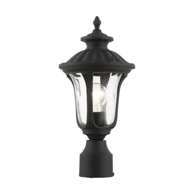 1 Light 19 Inch Tall Outdoor Post Top Lantern in Black with Hand Blown Clear Water Glass - 235239