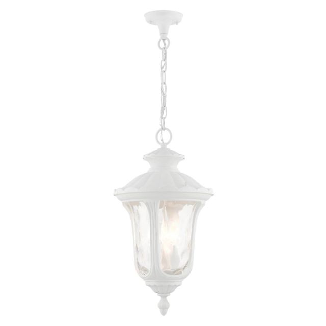 3 Light 11 Inch Outdoor Hanging Lantern in Textured White with Hand Blown Clear Water Glass - 235243