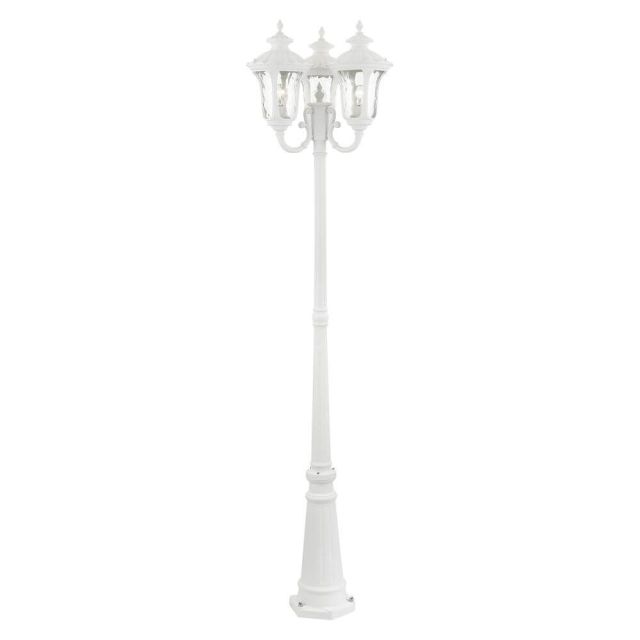 3 Light 87 Inch Tall Outdoor Post Light in Textured White with Hand Blown Clear Water Glass - 235248