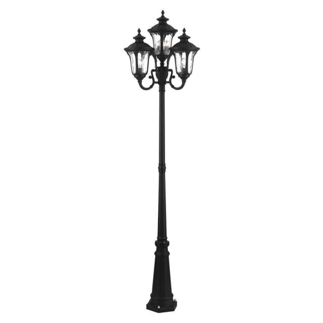 4 Light 93 Inch Tall Outdoor Post Light in Black with Hand Blown Clear Water Glass - 235251