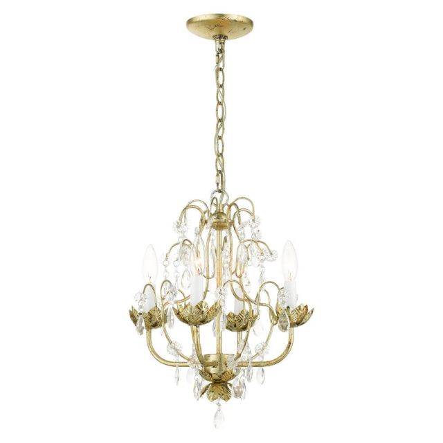4 Light 14 Inch Chandelier in Winter Gold with Clear Crystal Accents - 235256