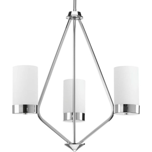 3 Light 22 Inch Chandelier In Polished Chrome With Etched White Glass - 238316
