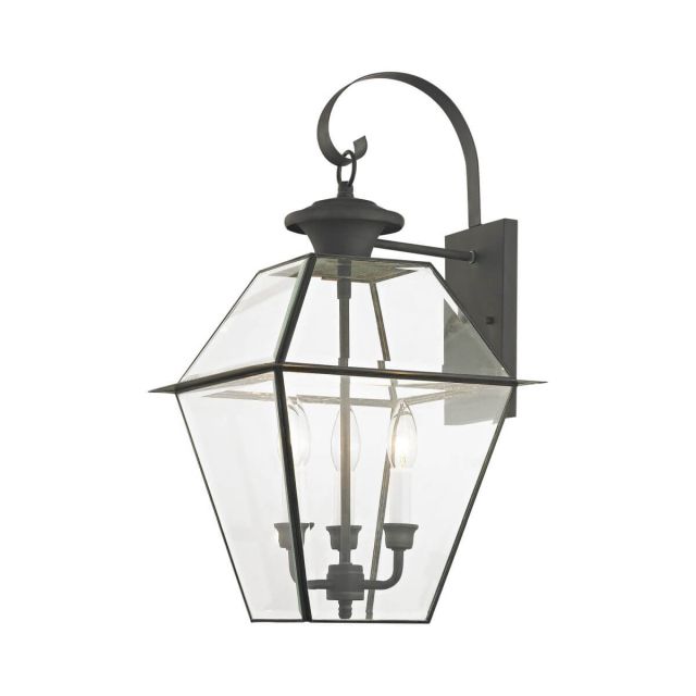 3 Light Charcoal 23 inch Tall Outdoor Antique Wall Lantern with Clear Beveled Glass - 239671