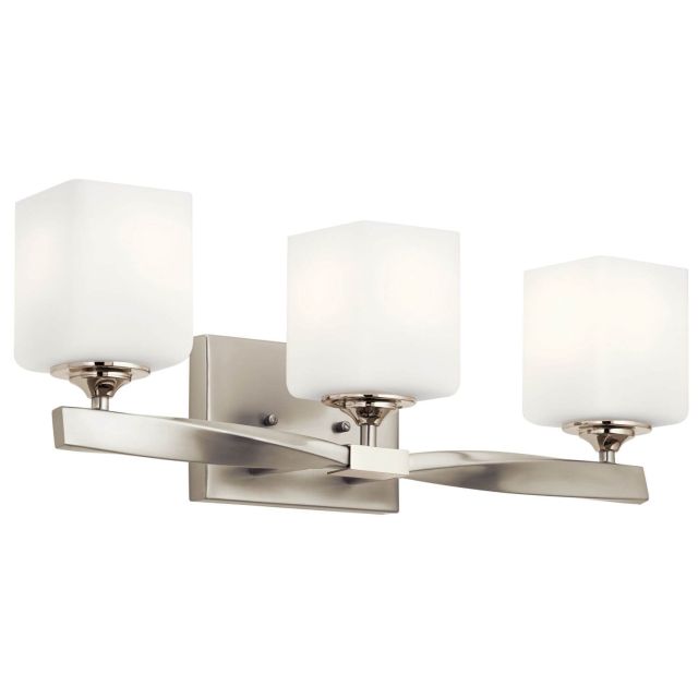 3 Light 23 inch Vanity Light in Brushed Nickel with Satin Etched Cased Opal Glass - 239711