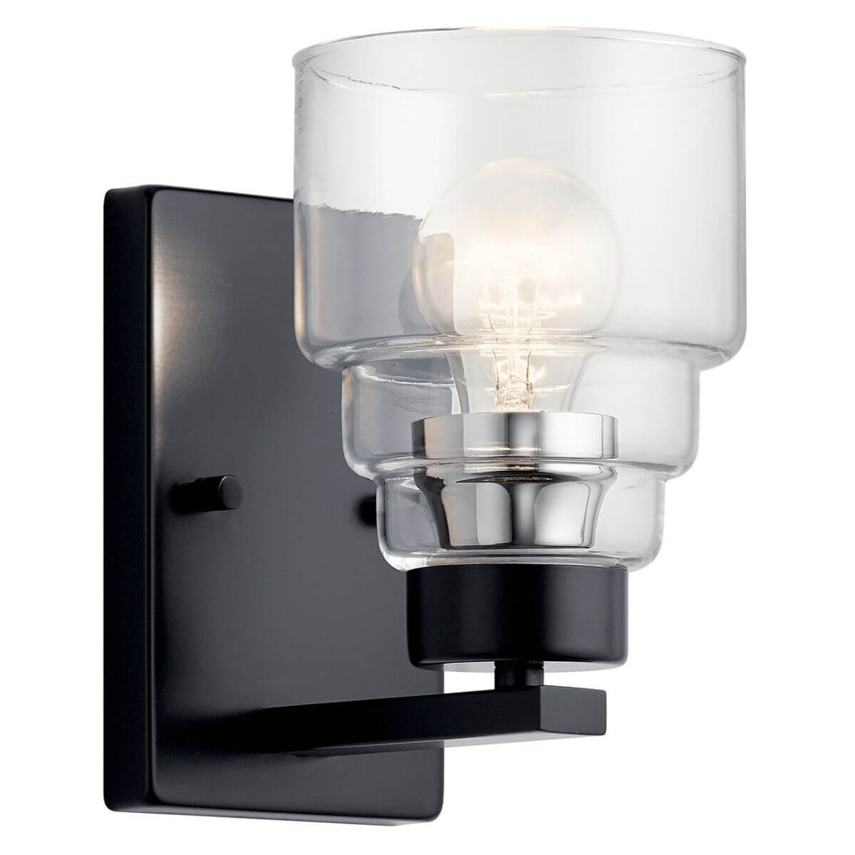 1 Light 9 inch Tall Wall Sconce in Black with Clear Glass - 239740