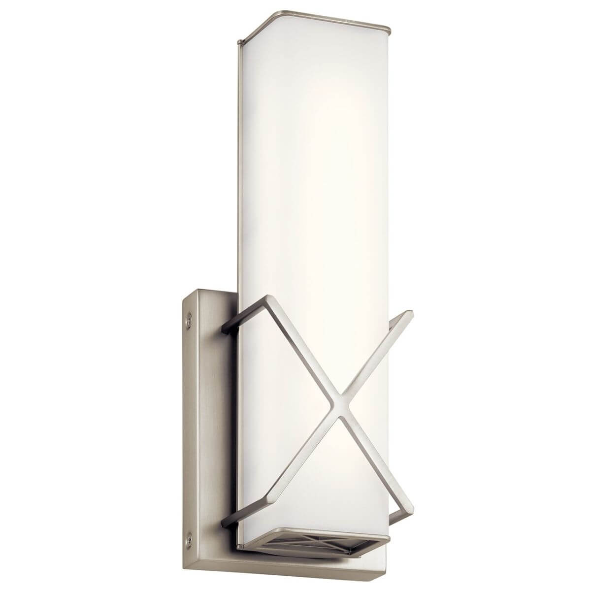 12 inch Tall LED Wall Sconce in Brushed Nickel with Satin Etched White Glass - 239753
