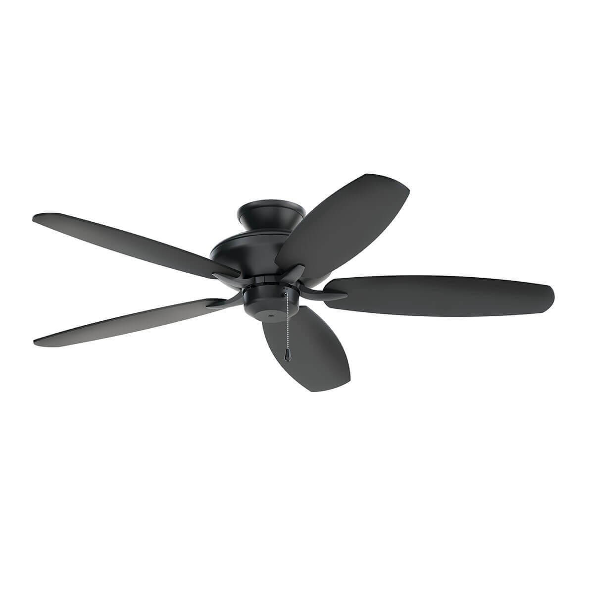 52 inch 5 Blade Pull Chain Ceiling Fan in Black with Satin Black-Silver Blade - 239826