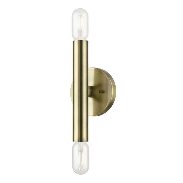 2 Light 10 inch Tall Mid Century Modern Wall Sconce in Antique Brass - 239870
