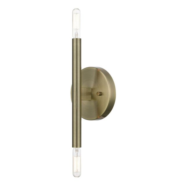 2 Light 10 inch Tall Mid Century Modern Wall Sconce in Antique Brass - 239871