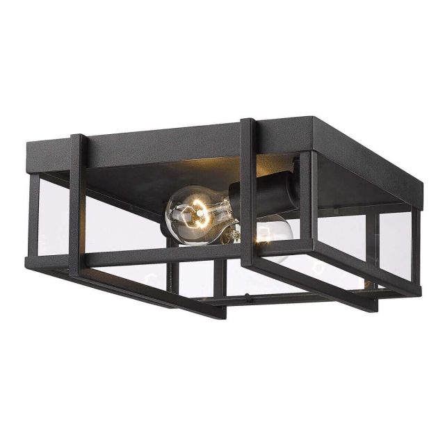 2 Light 13 inch Outdoor Flush Mount in black with Clear Glass - 239910