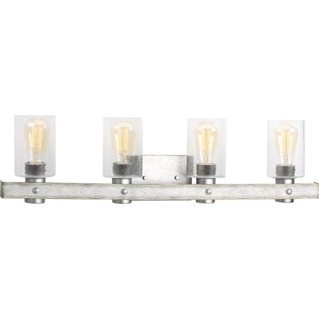 4 Light 33 inch Bath Vanity Light in Galvanized with Clear Seeded Glass - 243046
