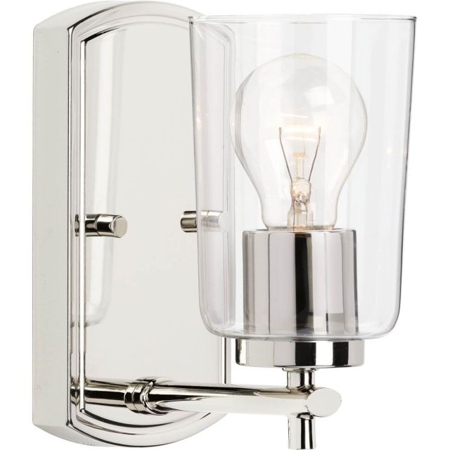 1 Light 6 inch Bath Vanity Light in Polished Nickel with Clear Glass - 243080