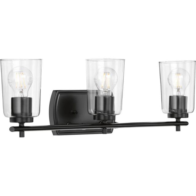 3 Light 23 inch Bath Vanity Light in Matte Black with Clear Glass - 243087