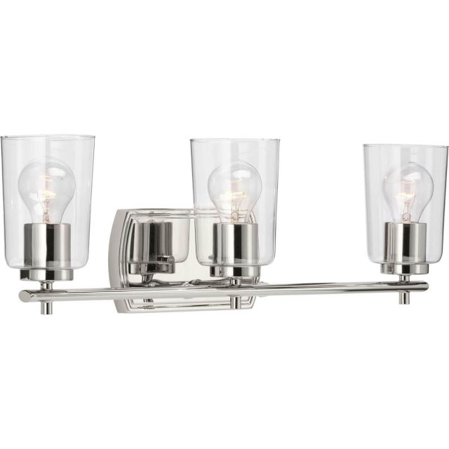 3 Light 23 inch Bath Vanity Light in Polished Nickel with Clear Glass - 243088
