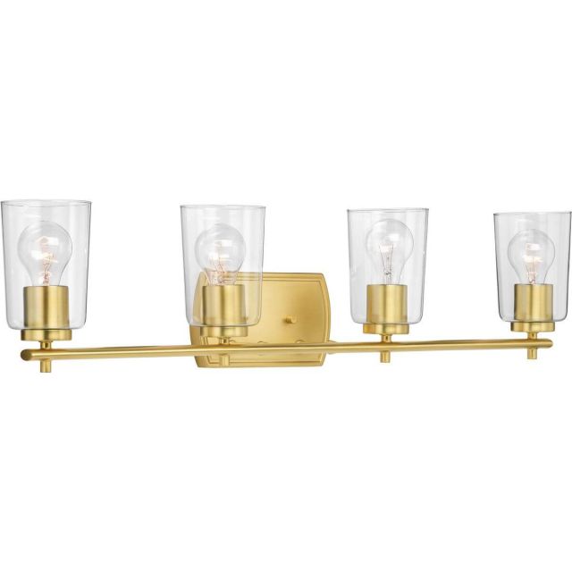 4 Light 32 inch Bath Vanity Light in Satin Brass with Clear Glass - 243090
