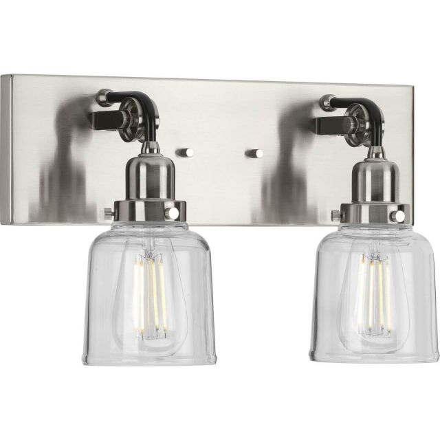 2 Light 16 inch Bath Vanity Light in Brushed Nickel with Clear Glass - 243101
